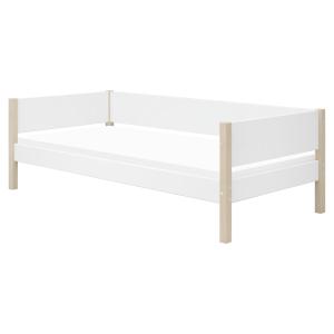 Sofá cama mediano de roble macizo y blanco 90x200cm