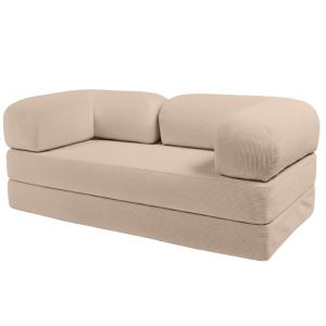 Sofá cama modular 2 plazas de pana 90x180 cm beige