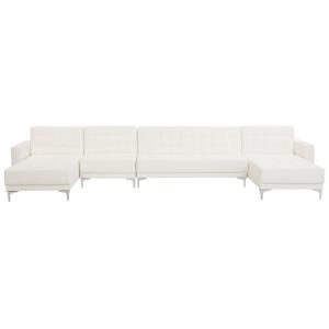Sofá cama modular en u piel sintética blanco 6 plazas