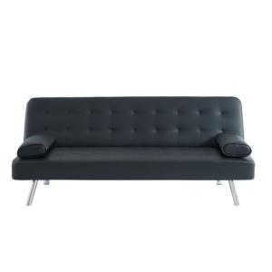 Sofá cama piel sintética 2 plazas negro 186x83cm