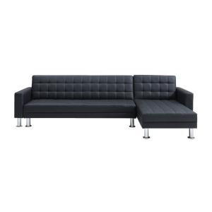 Sofá cama piel sintética 5 plazas negro 290x173cm