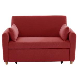 Sofá cama poliéster 2 plazas rojo 140x87cm