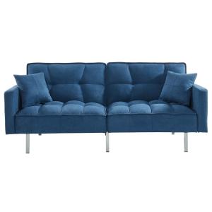 Sofá cama poliéster 3 plazas azul 198x89cm