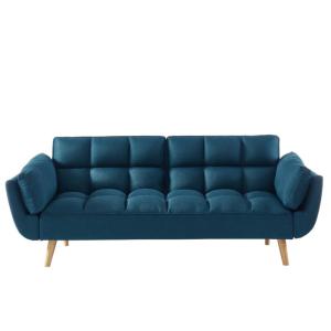 Sofá cama poliéster 3 plazas azul 215x81cm