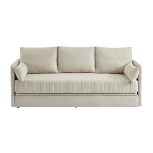 Sofá cama poliéster 3 plazas beige 204x82cm