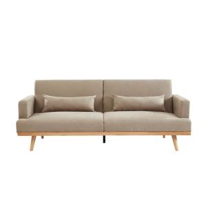 Sofá cama poliéster 3 plazas beige 216x89cm