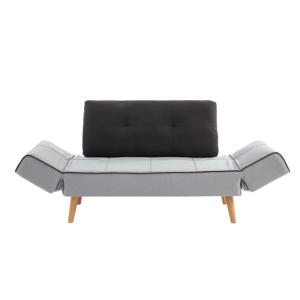 Sofá cama poliéster 3 plazas gris claro 149x71cm