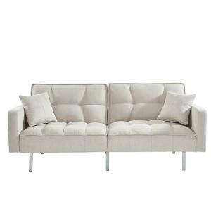 Sofá cama poliéster 3 plazas gris claro 198x89cm