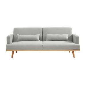 Sofá cama poliéster 3 plazas gris claro 216x89cm