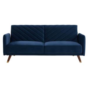 Sofá cama terciopelo 3 plazas azul oscuro 198x95cm