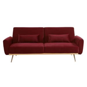 Sofá cama terciopelo 3 plazas granate 208x84cm