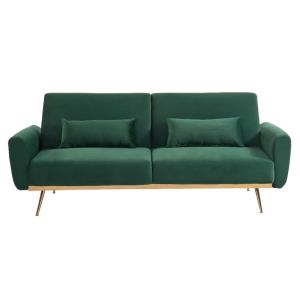 Sofá cama terciopelo 3 plazas verde pino 208x84cm