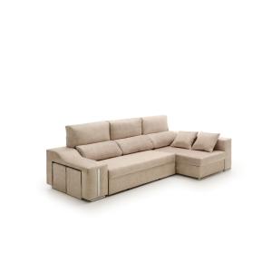 Sofá chaise longue cama con arcón y puff derecha beige 264x…