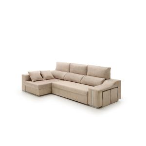 Sofá chaise longue cama con arcón y puff izquierda beige 26…