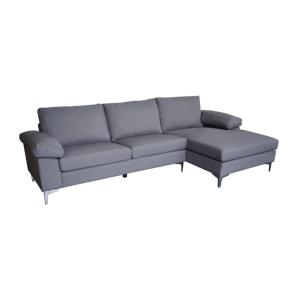 Sofá Chaise Longue con patas metálicas y tela gris 91 x 265…