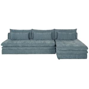 Sofá chaise longue de 3/4 plazas de tela azul