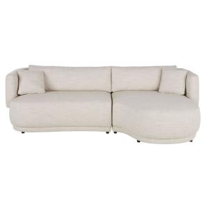 Sofá chaise longue de 3/4 plazas de tela beige