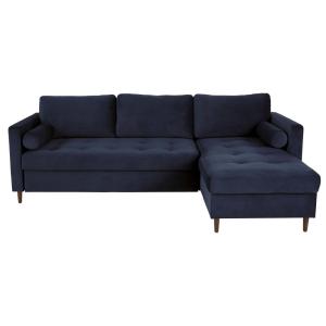 Sofá chaise longue de 4/5 plazas de terciopelo azul oscuro