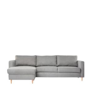 Sofá chaise longue de poliéster gris 248 x 82