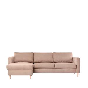 Sofá chaise longue de tejido beige 248 x 82 cm