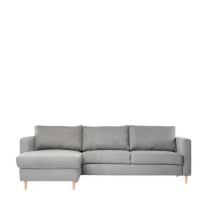 Sofá chaise longue de tejido gris 248 x 82 cm