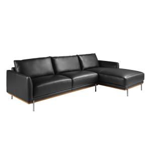 Sofá chaise longue derecha piel negro