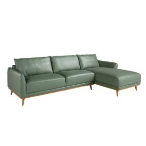 Sofá chaise longue derecha piel verde