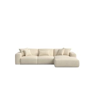 Sofá chaise longue derecho beige bouclé