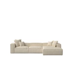 Sofá chaise longue derecho beige bouclé 367 x 190 cm