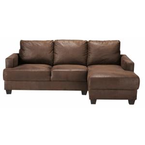 Sofá chaise longue derecho de 3-4 plazas de antelina marrón…