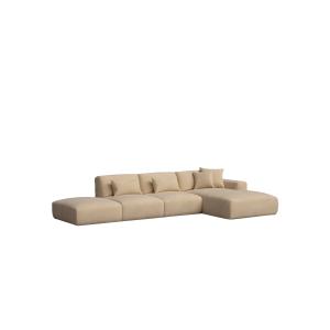 Sofá chaise longue derecho marrón claro 399 x 195 cm