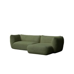 Sofá chaise longue derecho verde bouclé 263 x 148 cm