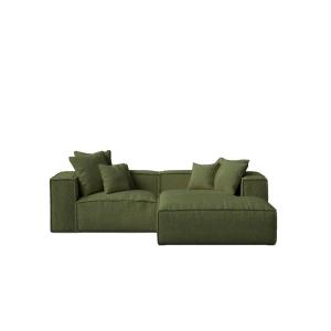 Sofá chaise longue derecho verde bouclé 264 x 190 cm