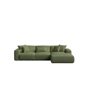 Sofá chaise longue derecho verde bouclé