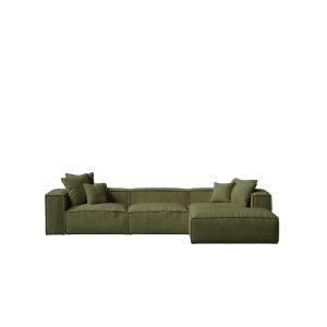 Sofá chaise longue derecho verde bouclé 367 x 190 cm