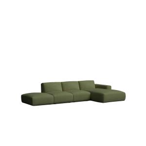 Sofá chaise longue derecho verde bouclé 399 x 195 cm