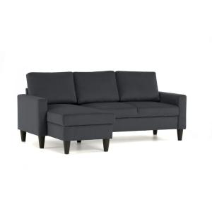 Sofá chaise longue gris oscuro en poliéster 198.5x103x84.5…