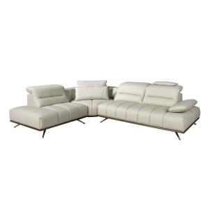 Sofá chaise longue izquierda piel gris claro