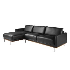 Sofá chaise longue izquierda piel negro