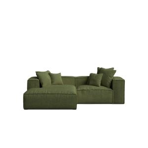 Sofá chaise longue izquierdo verde bouclé 264 x 190 cm