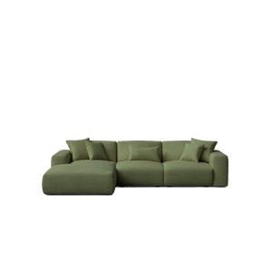 Sofá chaise longue izquierdo verde bouclé