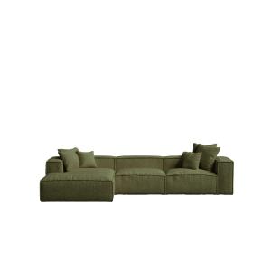 Sofá chaise longue izquierdo verde bouclé 367 x 190 cm