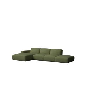 Sofá chaise longue izquierdo verde bouclé 399 x 195 cm