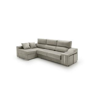 Sofá chaise longue reclinable  con puffs izq. Gris 265x145x…