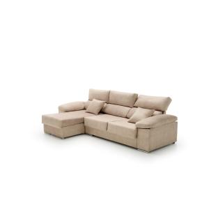 Sofá chaise longue reclinable izquierda beige 260x140x85