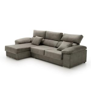 Sofá chaise longue reclinable izquierda gris tostado 260x14…