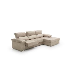 Sofá chaise longue reclinable y deslizante derecha beige 26…