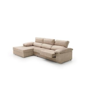 Sofá chaise longue reclinable y deslizante izq. Beige 265x1…