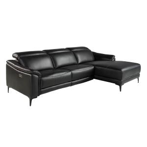 Sofá chaise longue relax derecha piel negro