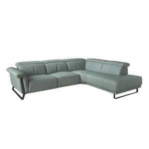 Sofá chaise longue relax derecha piel verde turquesa